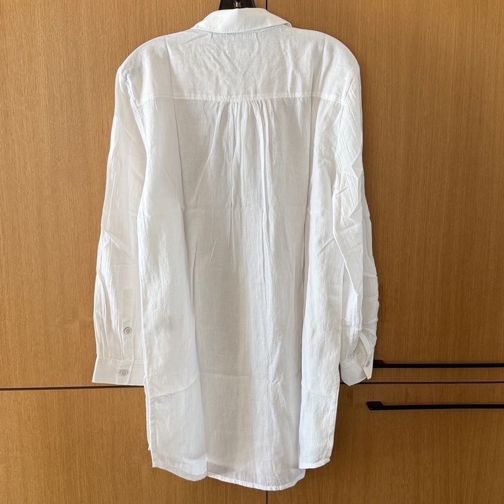 Lands' End White Button Down Longline Shirt Dress / Tunic Oversized Size Small - Picture 7 of 8